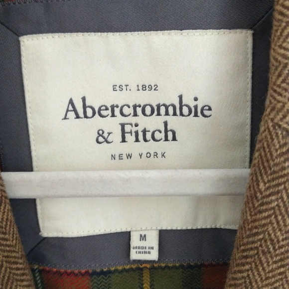 Vintage Brown Abercrombie Emblem Houndstooth Tartan Academia Blazer - Picture 10 of 10